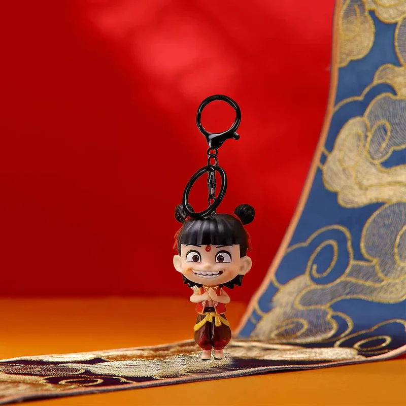 Nezha Aobing Keychain Anime Character Peripherals Cute Cartoon Pendant Handmade Ornament Small Gift Doll Birthday Gift Keychain