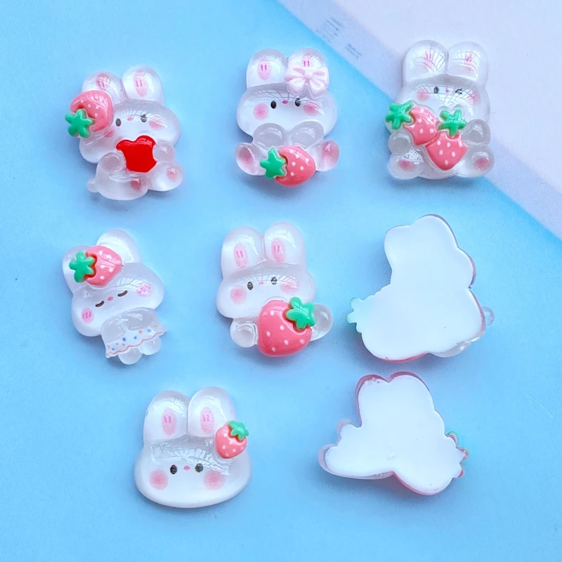 10Pcs ใหม่ Kawaii น่ารัก Mini กระต่ายกลับเรซิ่น Cabochons สมุดภาพ DIY เครื่องประดับหัตถกรรมตกแต่ง Accessorie