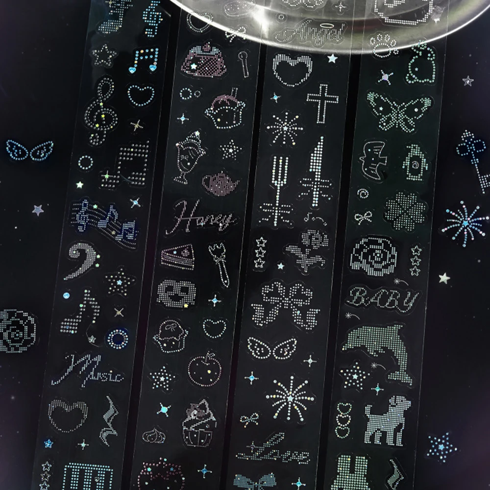 1 Rolle PET Dream Elements Diamantfarbene Punkte Vielseitiges Material für Handarbeiten DIY Basis Dekorative Aufkleber – Detail 2