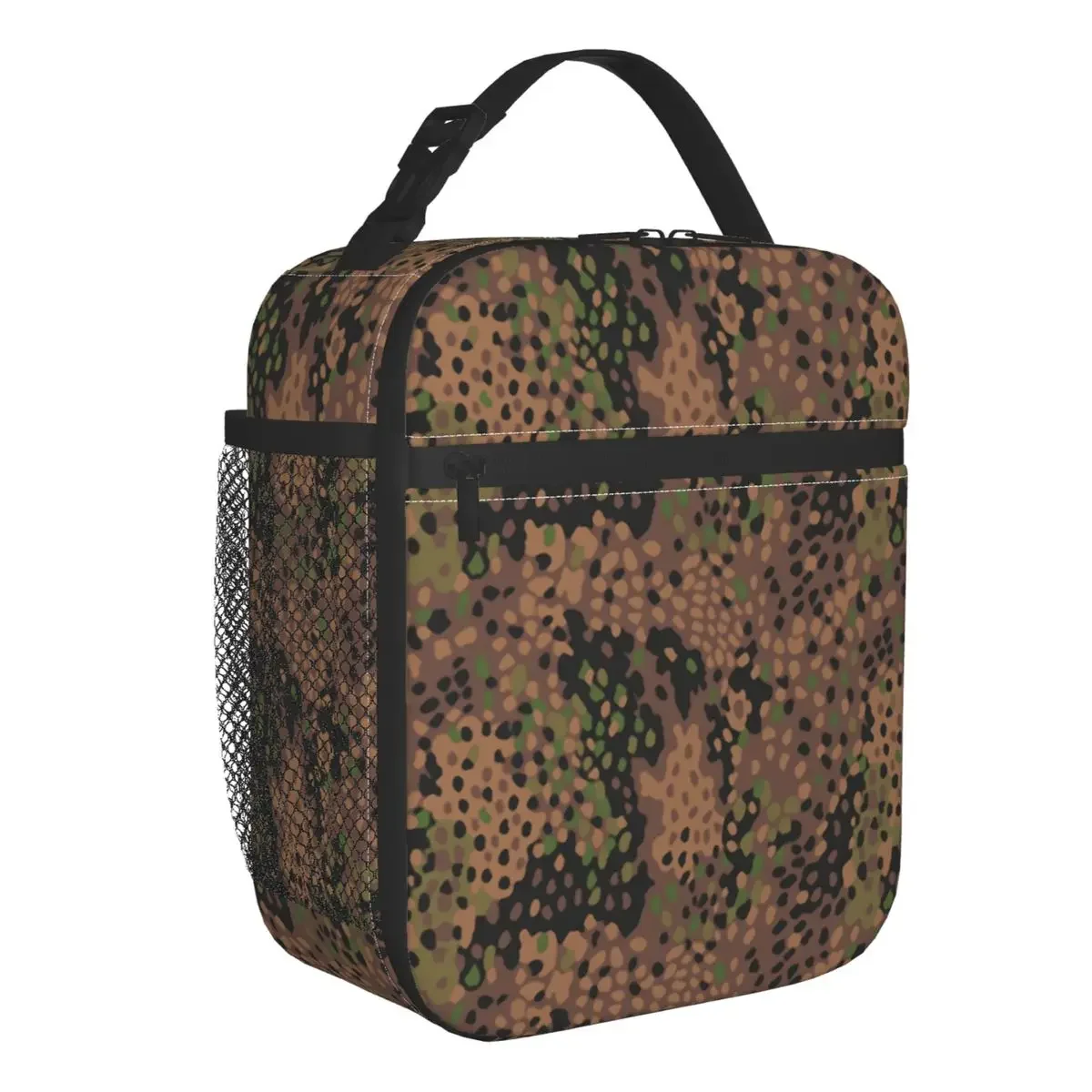 Pea Dot Military Camo Insulated Lunch Tote Bag Army Tactical Camouflage Resuable Thermal Cooler Bento Box Work School Travel