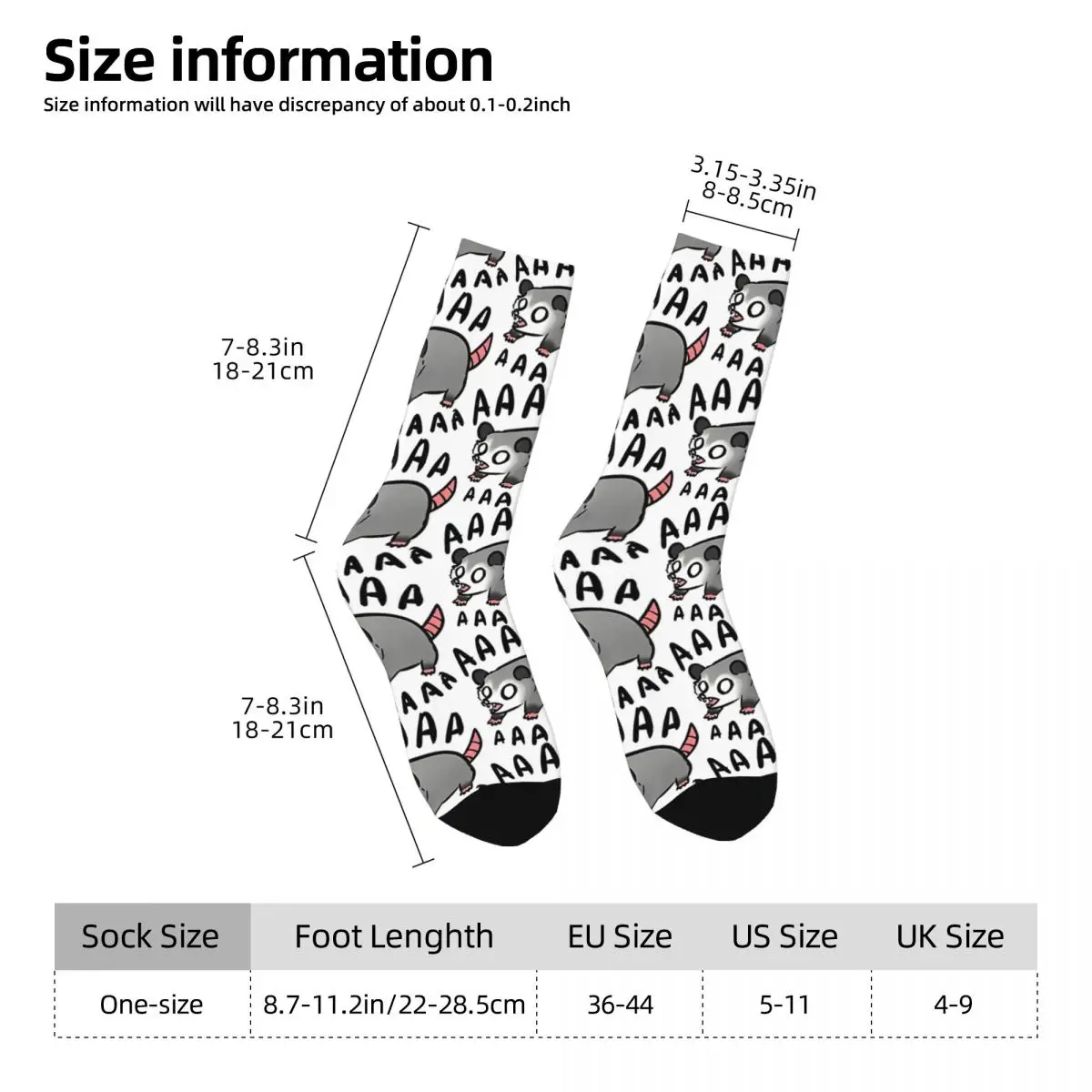 Retro Aaaaaaaaa Men's Socks Opossum Unisex Novelty Pattern Printed Crazy Crew Sock Gift