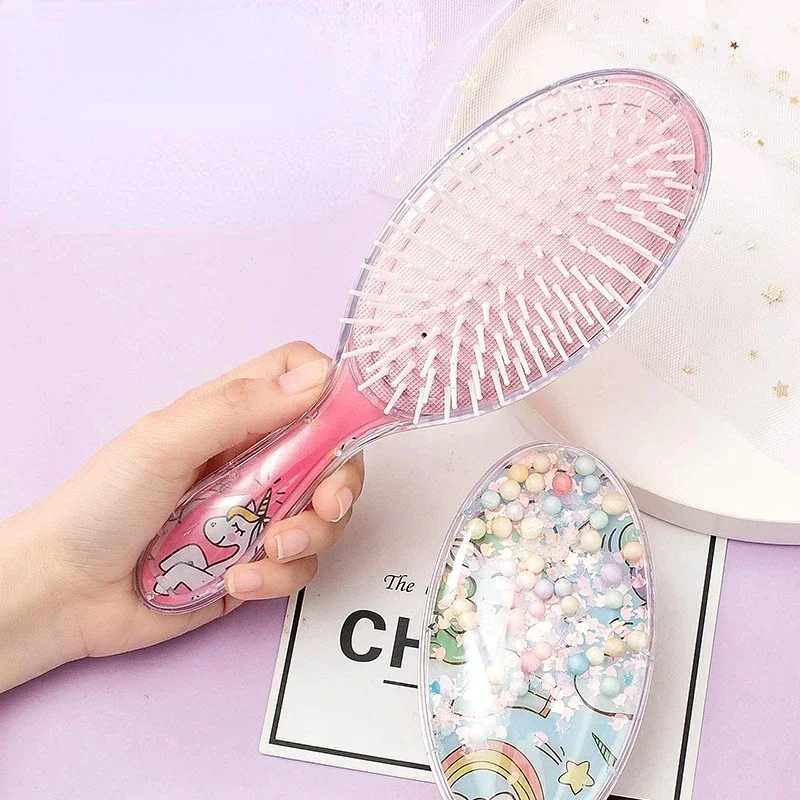 Air Cushion Hairdressing Brush Portable Scalp Massage Hair Comb Women Girls Hair Stying Hair Care Comb Cute Cartoon Rainbow Comb