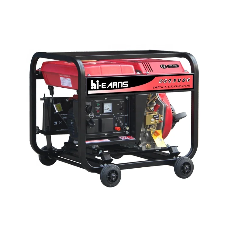 

hiearns Rechargeable 220 volt recoil and electric start air-cooled 2kw die·sel generator 2500 open type