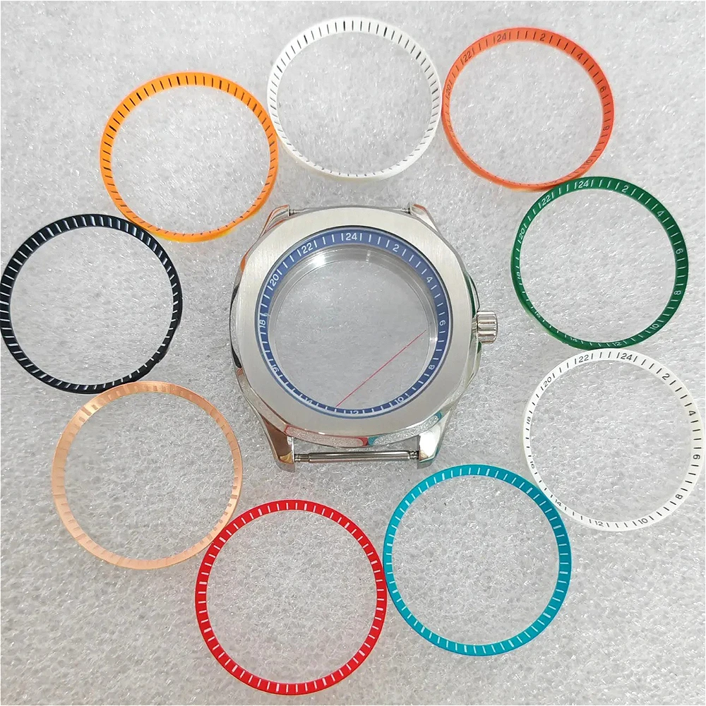 New 40mm Stainless Steel Watch Case with Multi Color Inner Ring Sapphire Crystal for NH35 NH36 4R 7S Automatic Movement