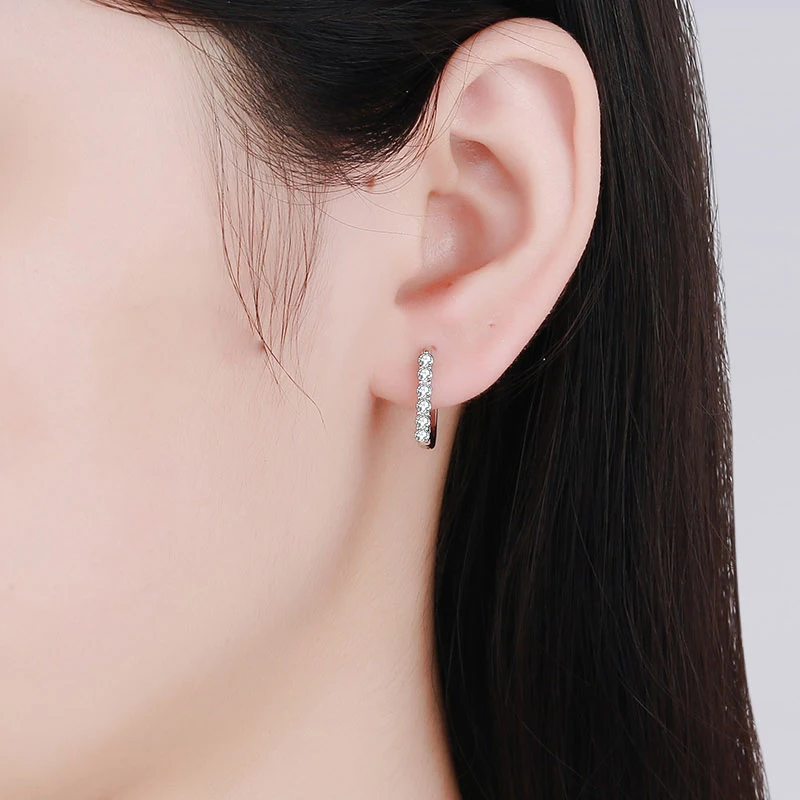 LORIELE Real Moissanite Hoop Earrings Small Little Tiny Huggie Hoop Earrings Dainty Fine Jewelry for Girls D Color VVS Clarity