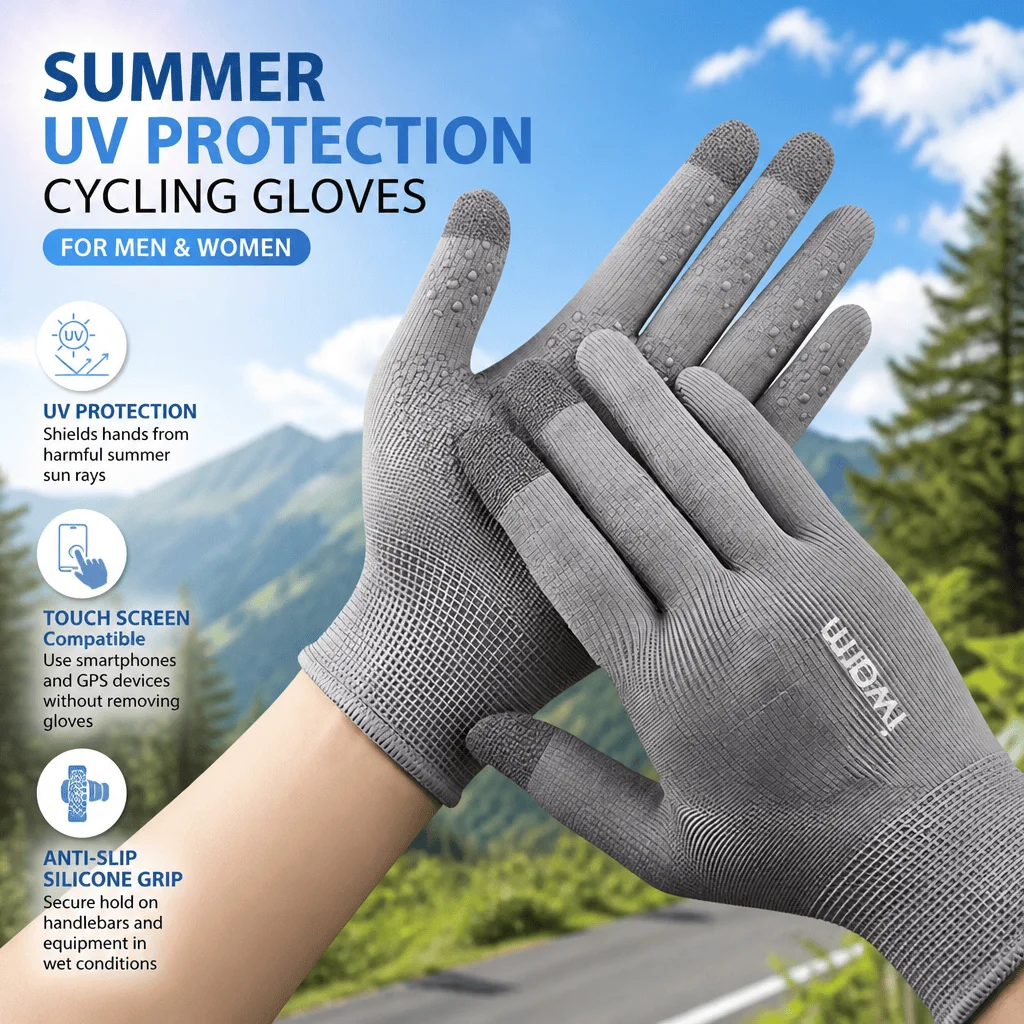 UV-Schutz Fahrradhandschuhe Touchscreen Rutschfeste Sport-Handschuhe Sommer Outdoor Atmungsaktive Reithandschuhe für Männer und Frauen