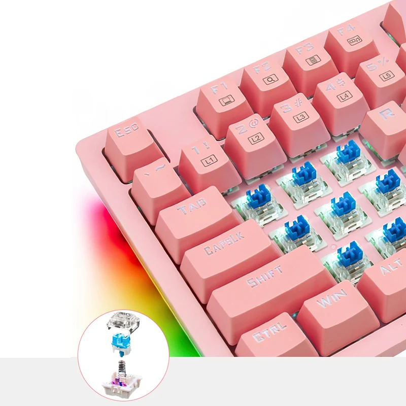 New Hot Swap Keyboard Gaming Mechanical Blue Switch USB Backlit LED Wired Keyboard Kit DIY 87Keys For Computer Game Laptop PC US