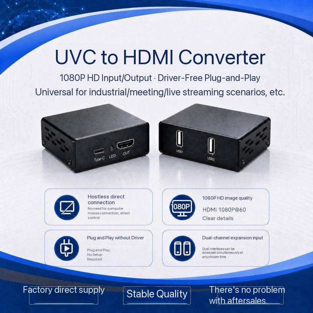 HD UVC USB Camera To HDMI Video Converter Plug and Play for DJI Pocket3 Pocket4 Insta360 To TV Monitor Live Video Mixer Switcher