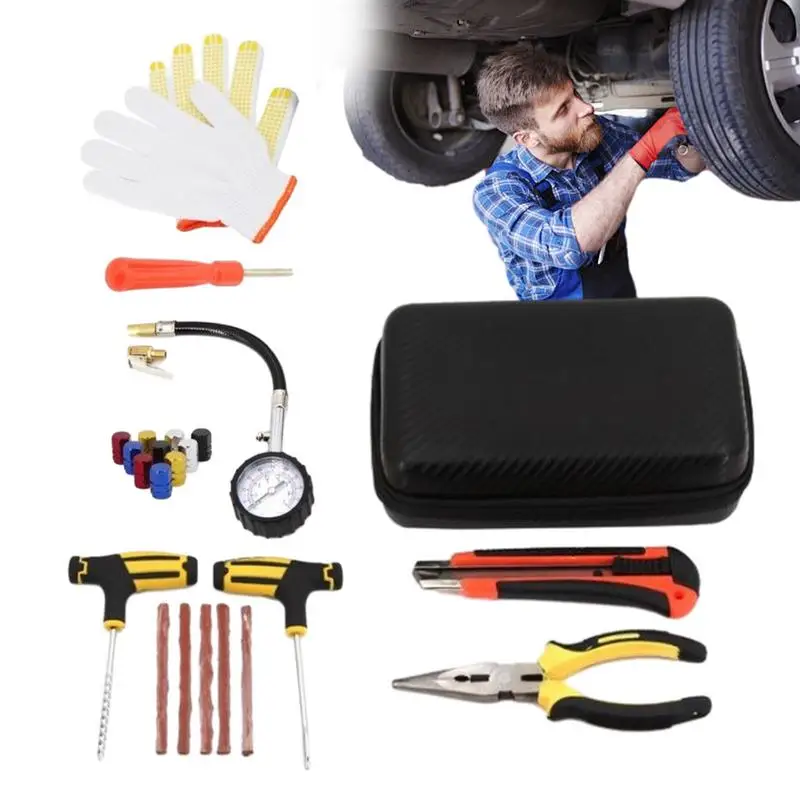 

External Puncture Repair Tools Automotive Trim Removal Tools Car Tire Repair Kit Professional Universal Tire Patch Kit For Flat