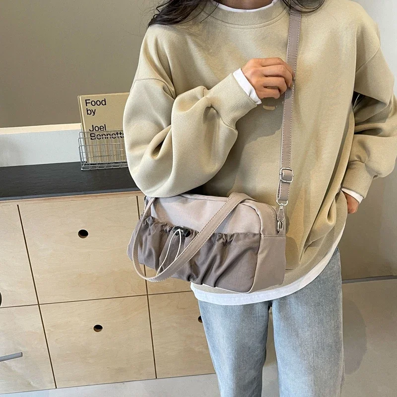 LEFTSIDE Small Cloth Shoulder Bags for Women 2024 Korean Fashion Lady Travel Handbag Females Travel Shopper Shopping Tote Bag