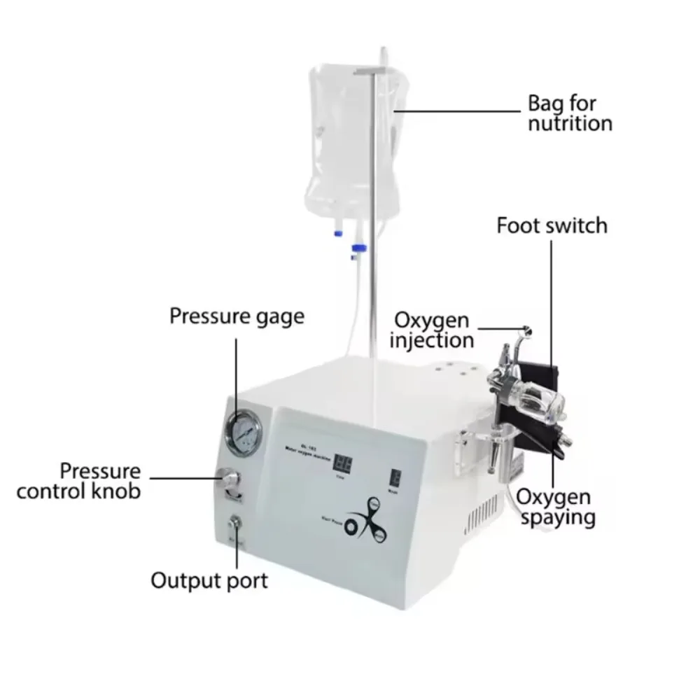 High Pressure Water Dermabrasion Oxygen Jet Peel Facial Machine Moisturizer and Skin Care Device