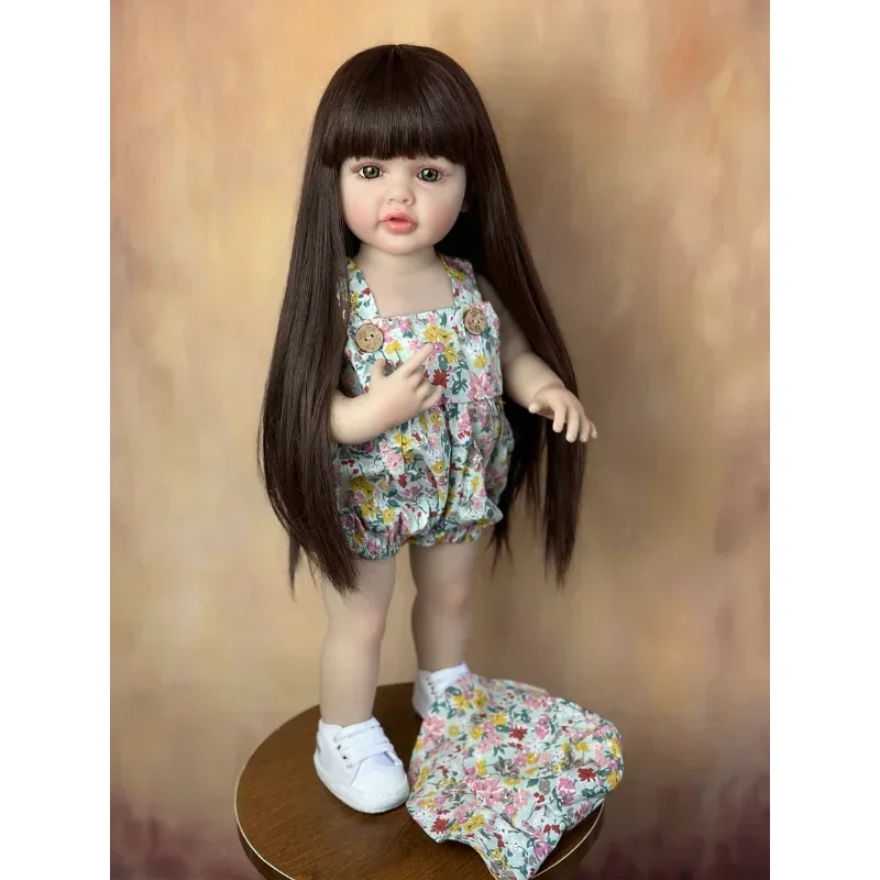 Reborn poppen 55 cm zacht vinyl baby herboren bruin/blond haar realistische sneeuwpop 22 inch realistisch cadeau voor peuters