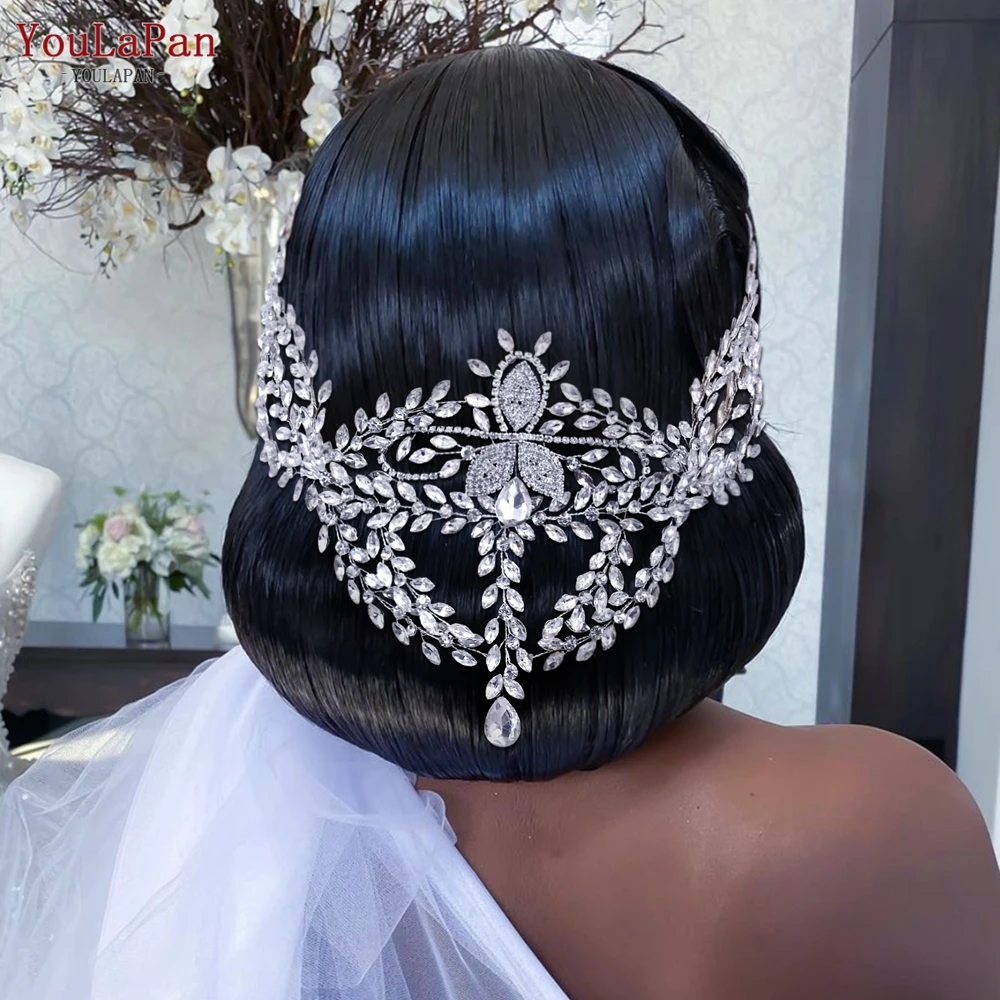 

YouLaPan Bridal Headband Rhinestone Wedding Hair Ornament Flower Bride Headwear Queen Headpiece Women Party Hair Band HP457