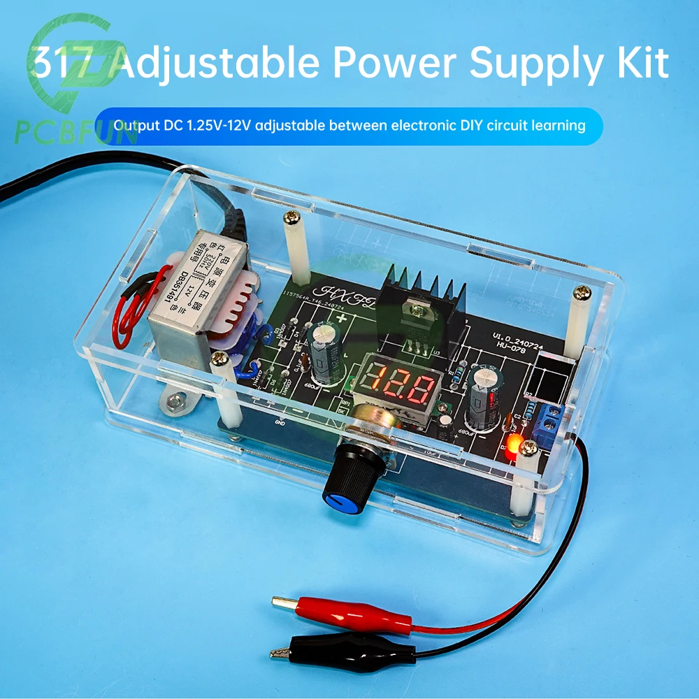 DIY LM317 Adjustable Regulated Voltage 220V to 1.25V-12.5V Step-down Power Supply Module Learning DIY Electronic Kit