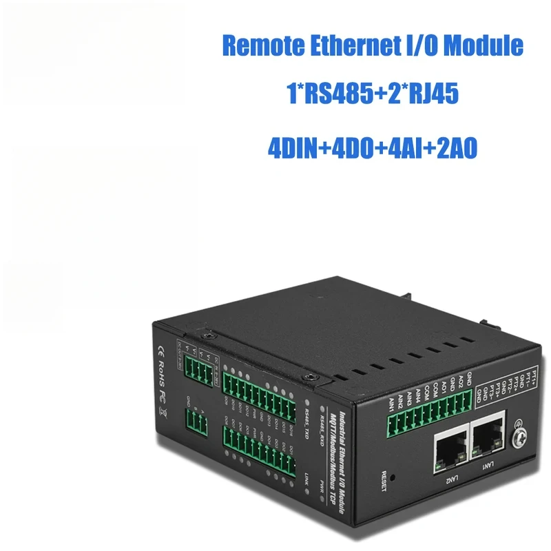 4DIN 4DO 4AIN 2AO Industrial PLC Expansion IO RS485 Ethernet RTU To Modbus TCP Remote IO Module