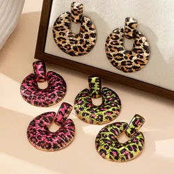 Stud Earrings For Women Multi-print Leopard Print Geometric Circle Retro Round Personality Holiday Party Fashion Jewelry CE246