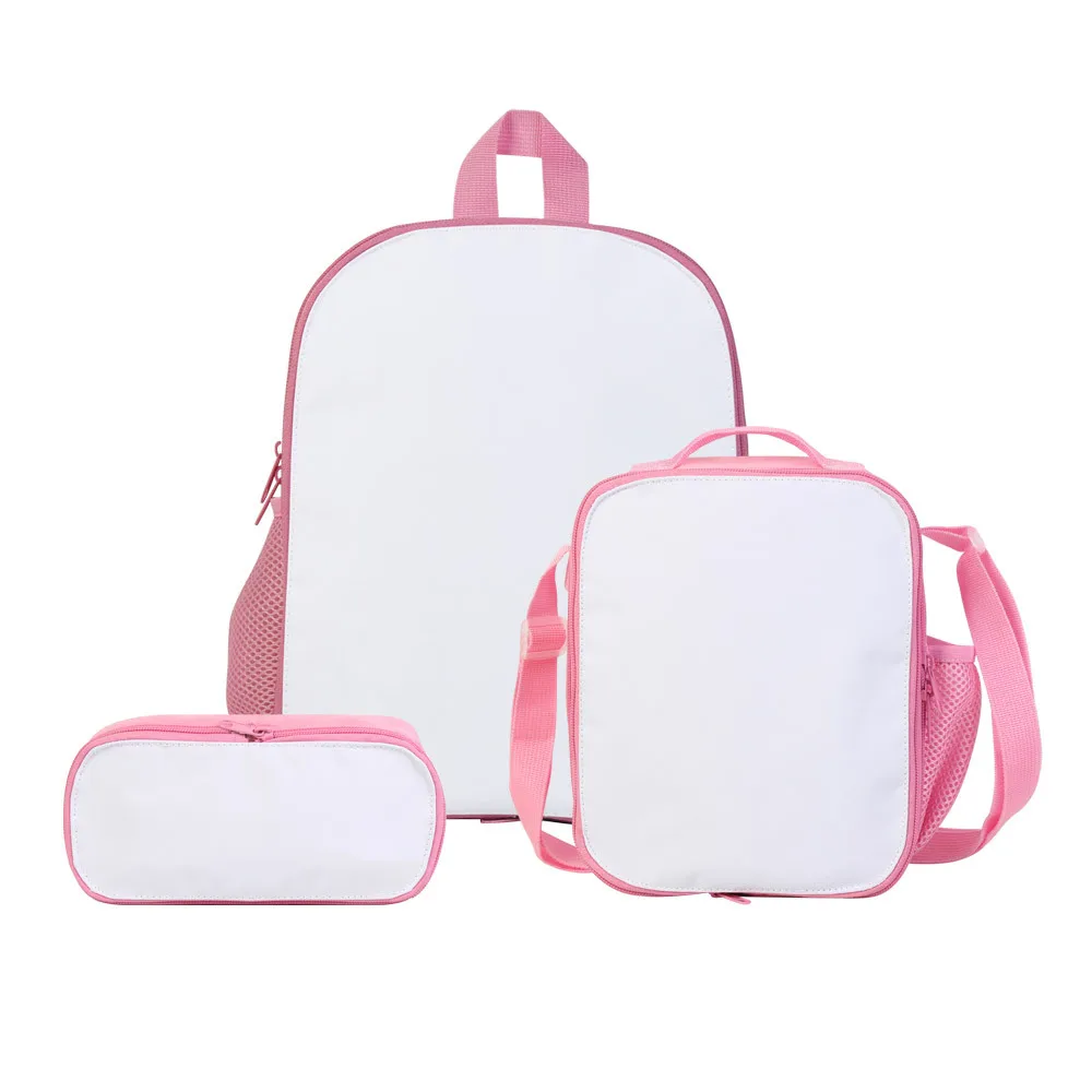 Stampa a sublimazione borsa da scuola vuota zaino Lunch Box borse a matita per studenti tre set bambini ragazzi ragazze Bookbag regalo