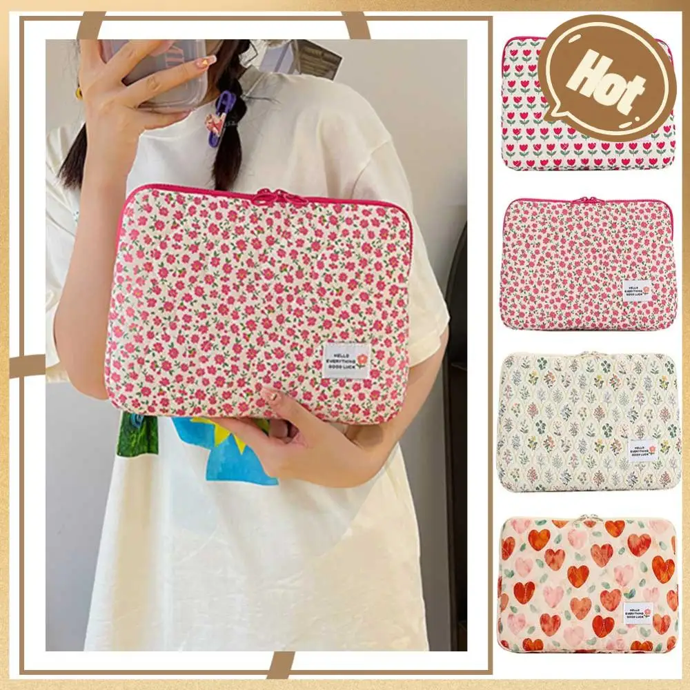 Computer Bag Cute Flower Laptop Sleeve Zipper Cover Portable Computer Cover Bag Water-Resistant Notebook Bag for 14 in Notebook