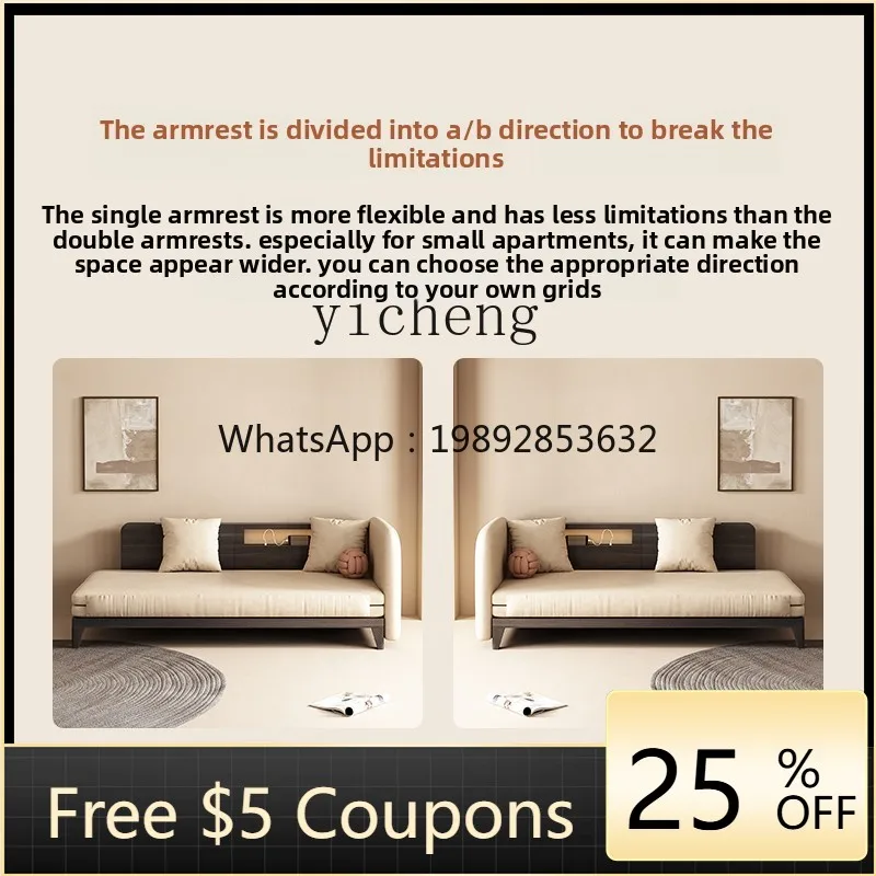 

ZZ solid wood sofa bed folding dual-purpose living room retro fabric sofa bedroom push-pull bed