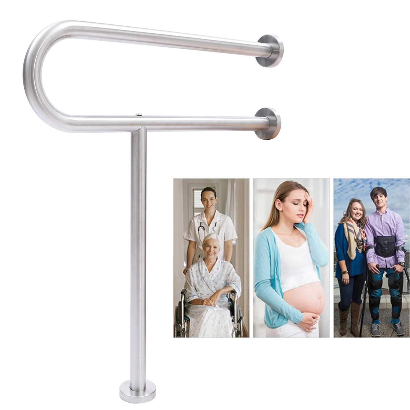 Toilet Handrail Toilet Standing Aid Support Handle Stainless Steel Grab Bar Load Capacity Suitable for Bathroom Toilet Hallway