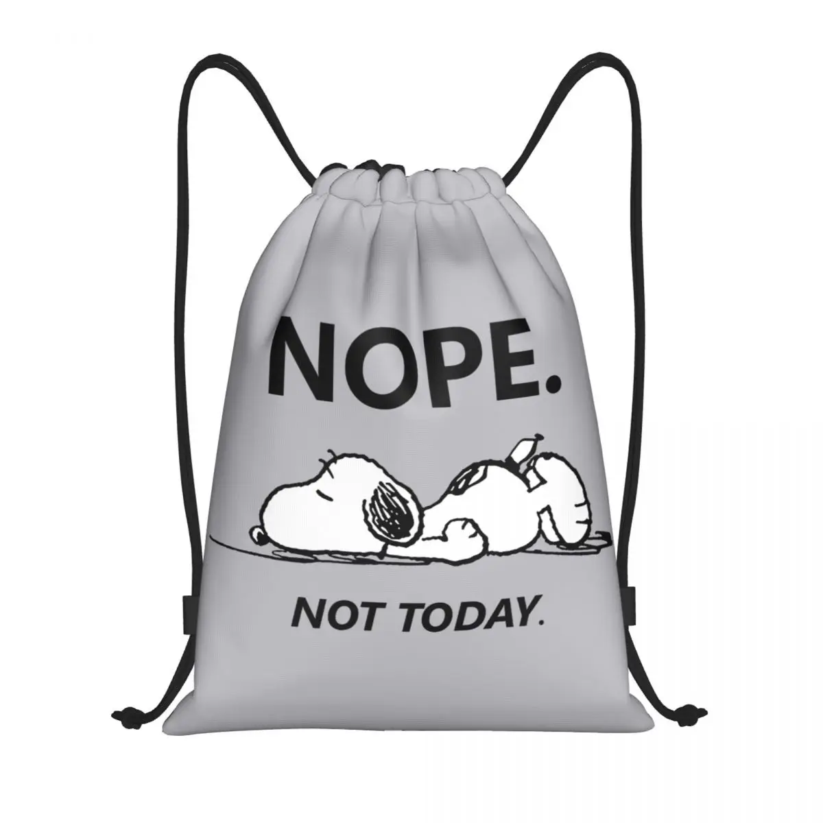 Custom S-Snoopys Nope Not Today Drawstring Backpack Bags Women Men Lightweight Gym Sports Sackpack Sacks for Yoga