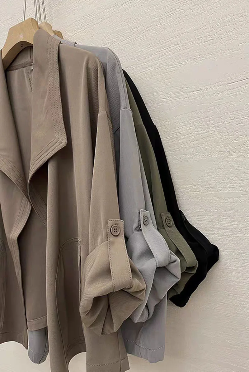 

Brown Trench Women'S Fashionable Raincoat Colorful Artistic High-Grade Cotton-Blended Sensibility Blocking Wearable Grace