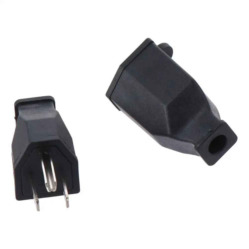 15A 125V Extension Cord Ends Male and Female Connector Set Replacement Plug 2 Pole 3 Wire Black Shell Grounding Plug