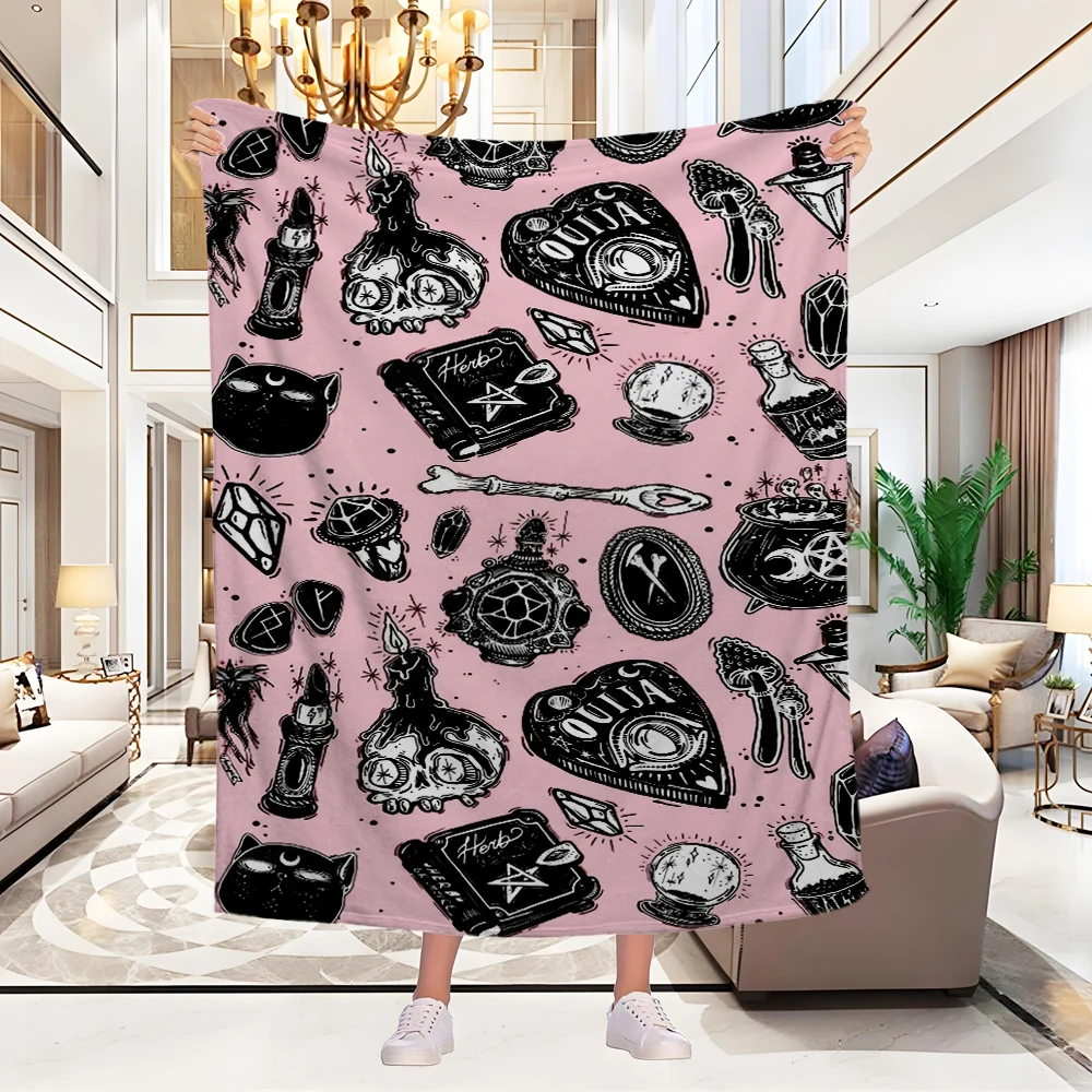 Halloween Witchy Witch Blanket Flannel Throw Blanket Lightweight Soft Cozy Sofa Bed Blanket for Men Women Teens Halloween Gifts