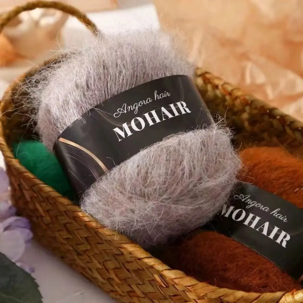 Fil à tricoter en mélange de coton, alpaga et mohair, à poils longs, fait main, doux et moelleux, pour tricot et crochet