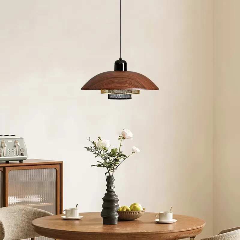 Vintage Iron Creative Wabi-Sabi Mid-Century LED Hanging Pendant Light With Eye Protection For Restaurant Dining Areas
