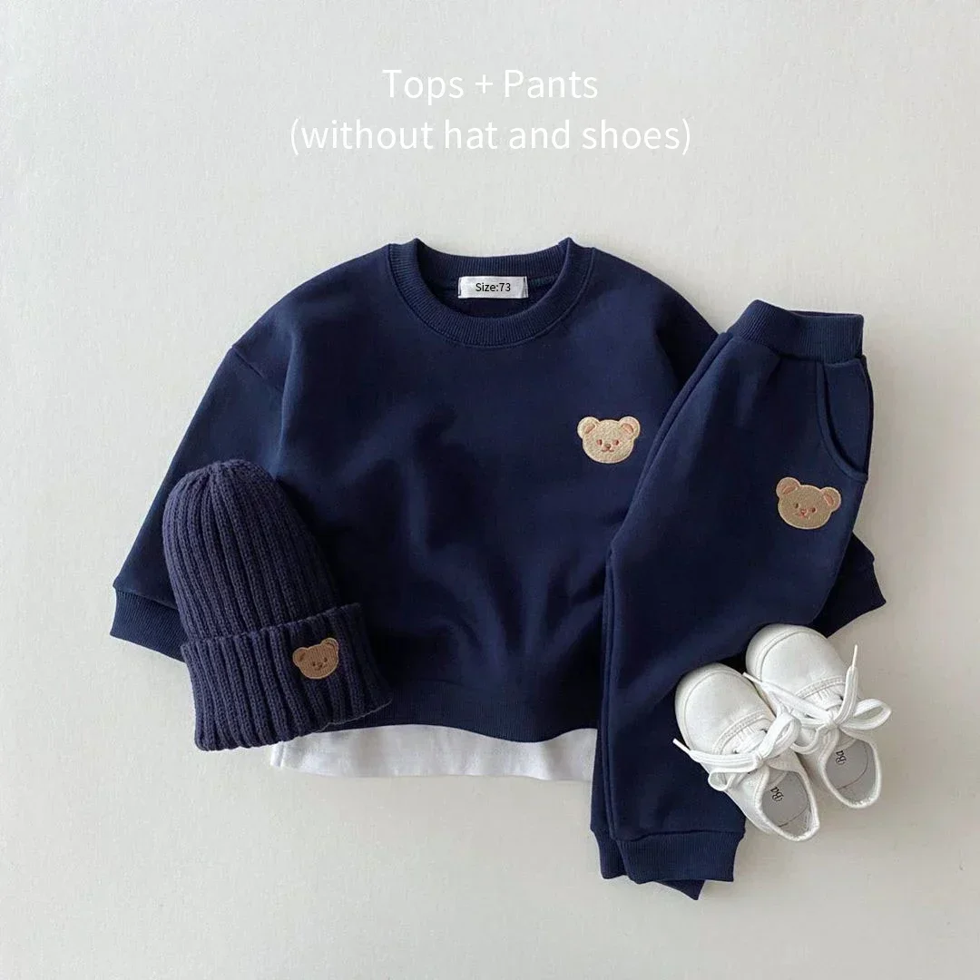 Fashion Toddler Baby Boys Girl Fall Clothes Sets New Baby Girl Clothing Set Kids Sports Bear Sweatshirt Pants 2pcs Suits Outfits