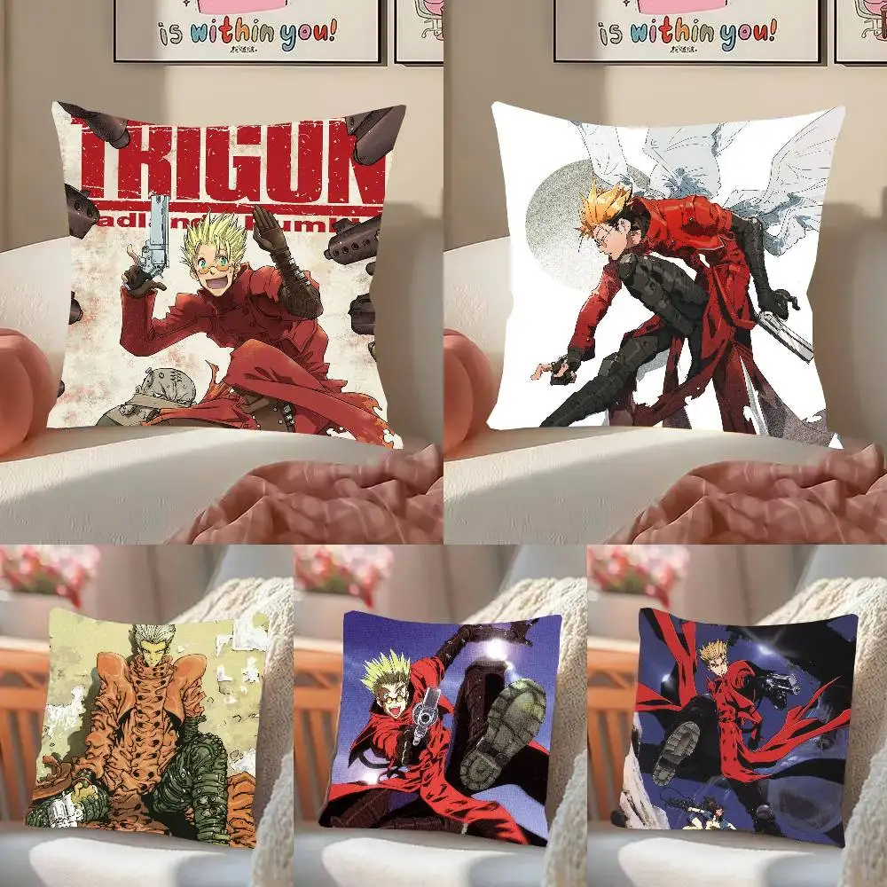 Animated T-Trigun Stampede Pillow Case Fashion Square Pillowcase Bedroom Sofa Room Ins Decoration Leisure