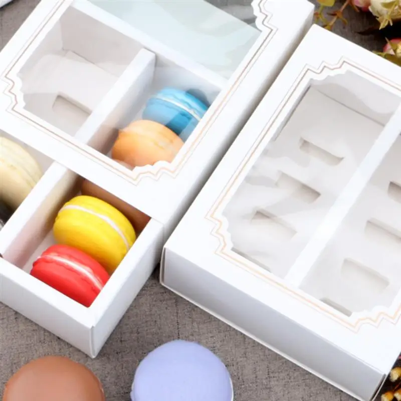 

10pcs Paper Macarons Box Packaging Macaron Box With Window Dessert Containers Muffin Cupcake Box Carriers For Home Dessert Shop