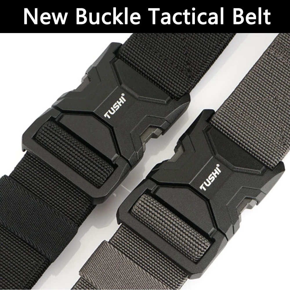 TUSHI Belt Tactical Belt For Men Metal Quick Release Nylon Elastic Belt Military Belt Jeans Pants Belt EDC Outdoor Sports Girdle