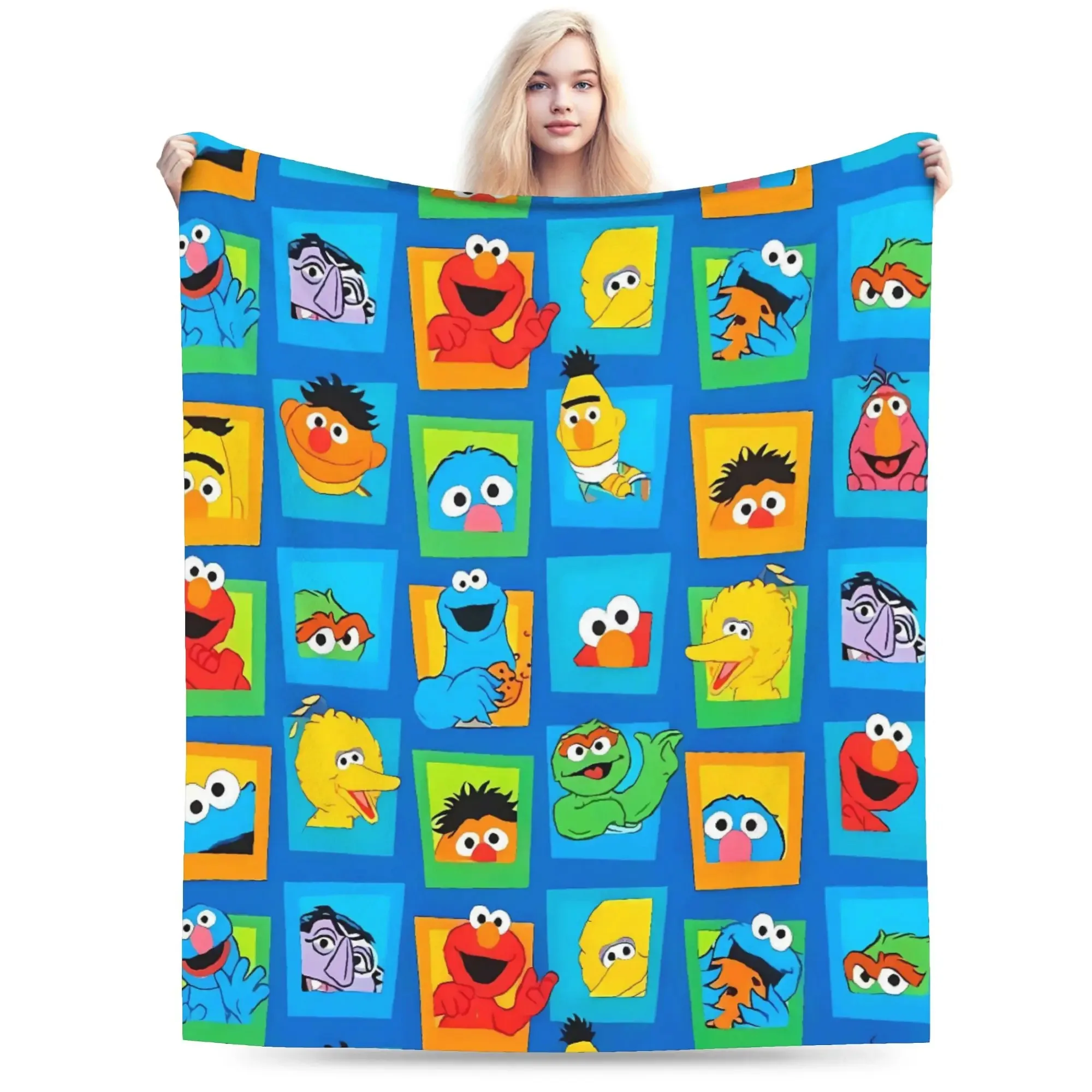 Manta de felpa de calles de sesames para niños, manta de franela para sofá, silla, sofá cama, diseño suave y cálido, colcha de calidad, regalo