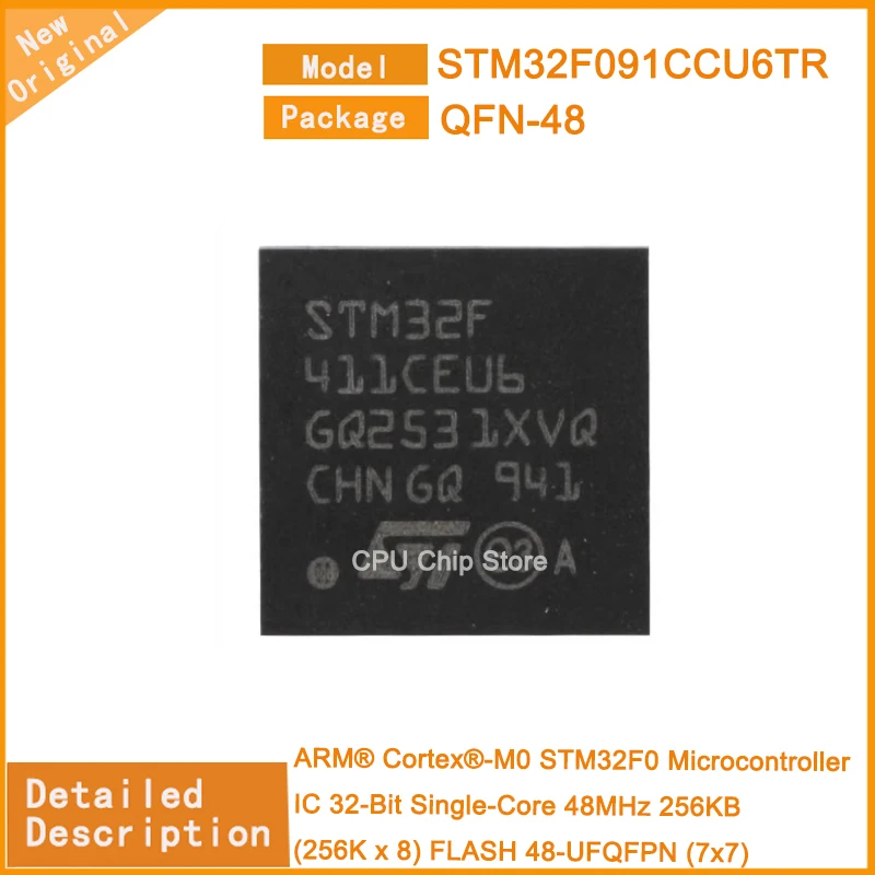 

5Pcs/Lot New Original STM32F091CCU6TR STM32F091 Microcontroller IC 32-Bit Single-Core 48MHz 256KB (256K x 8) FLASH 48-UFQFPN