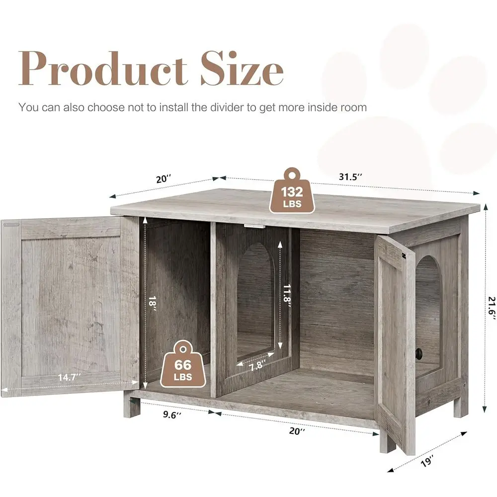 JY QAQA Cat Litter Box Enclosure,Litter Box urniture Hidden with Barn Door,Wooden Washroom urniture,Cat House,it Most o Litter B