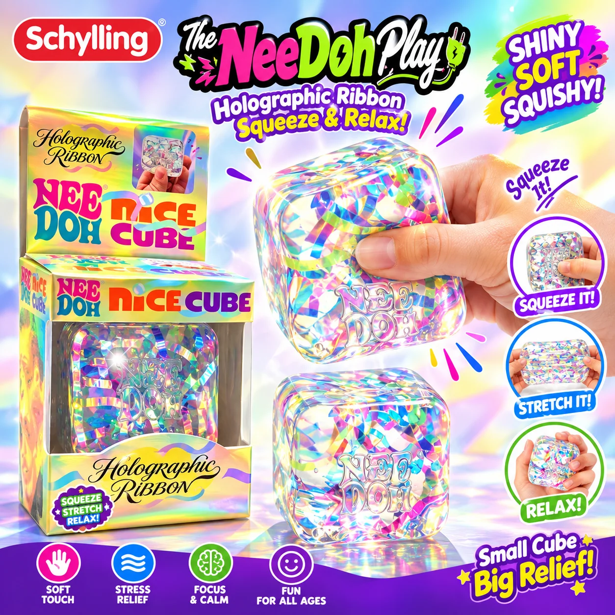 2026 Needoh Nice Cube Sensory Fidget Cube Stress Relief Anxiety Sensory Tool for Focus ADHD Office Desk Calming Gadget