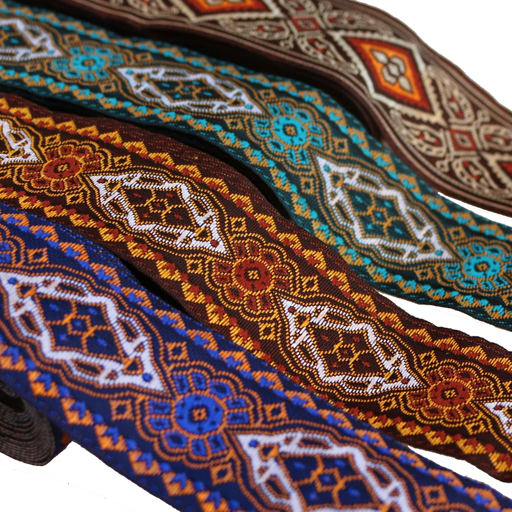7 metr 35MM 1.3 cala 33mm Vintage etniczne hafty taśma koronkowa Boho koronki wykończenia DIY torba na ubrania akcesoria haftowana tkanina