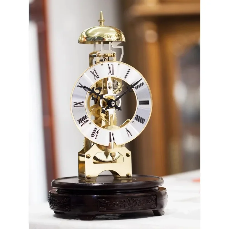 Germany Hmüller original mechanical pure copper seat clock skeleton clock movement European table clock retro