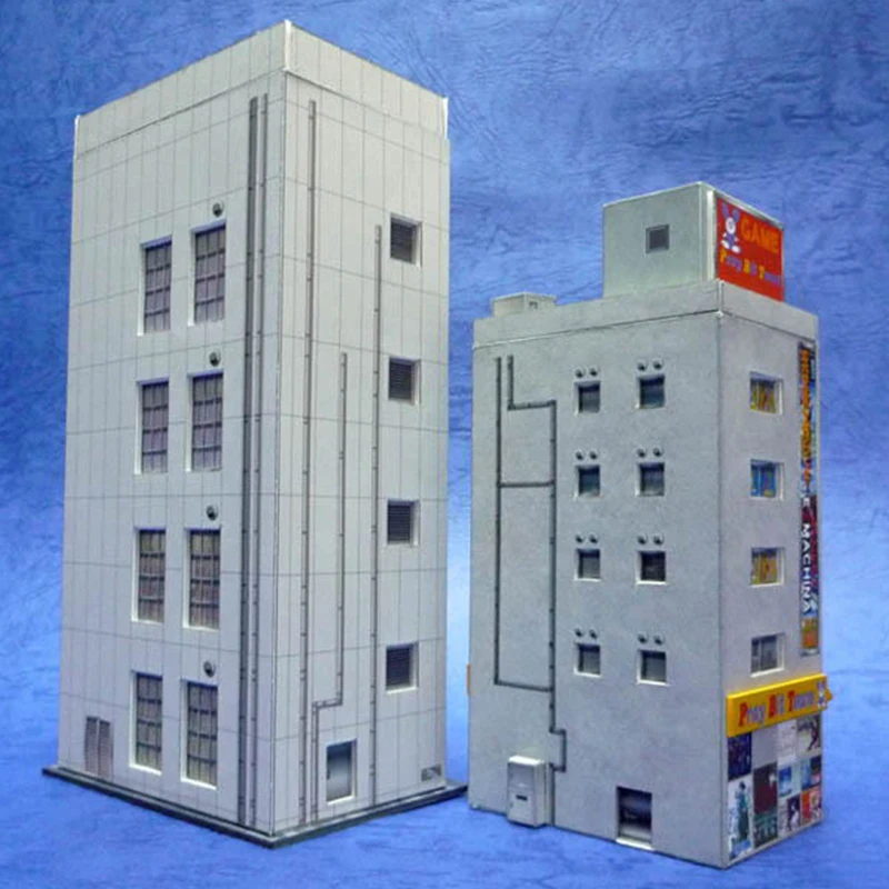 1:150 N-Scale Japanese Building Diorama 3D Paper Model Scene DIY Handmade Ornaments Video Game World and Electronic Mall