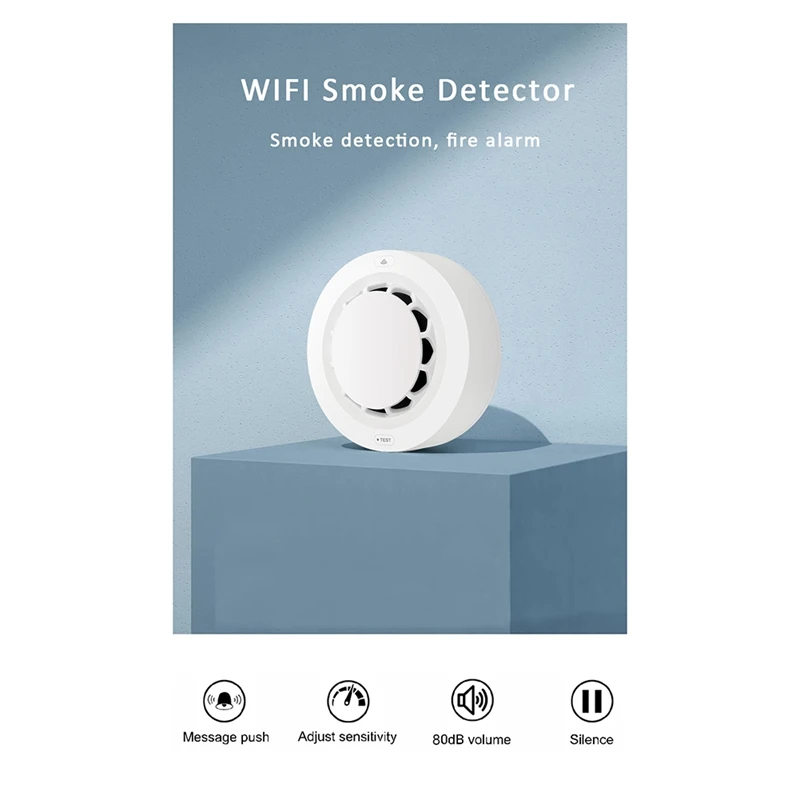 Tuya Wifi Smoke Alarm Fire Protection Smoke Detector Smoke House Fire Alarm Home Security System Firefighters