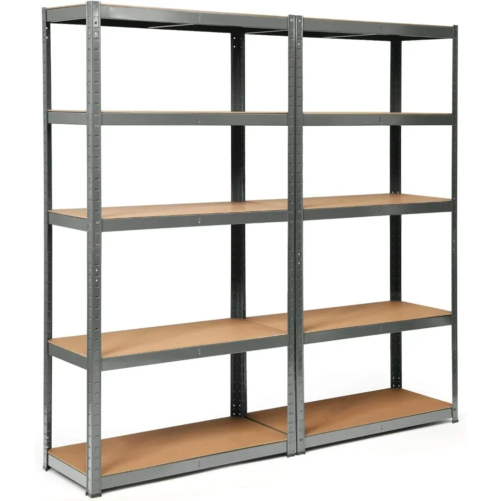 2 Pieces Shelving Rack Storage Shelf Steel Garage Utility Rack 5-Shelf Adjustable Shelves Heavy Duty Display Stand,36