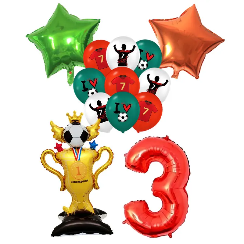 Neueste CR7 Geburtstagsdekoration Fußball-Superstar Party-Zubehör Fußball-Ballons-Set Tischdecke Teller Becher Hintergrund Deko-Geschenke – Detail 16