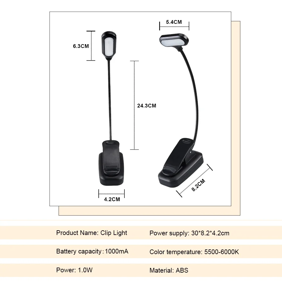 Mini lampe LED portable à clipser pour la protection des yeux, lampe de bureau réglable, lampe de table d'étude et de lecture, batterie 62 flexible