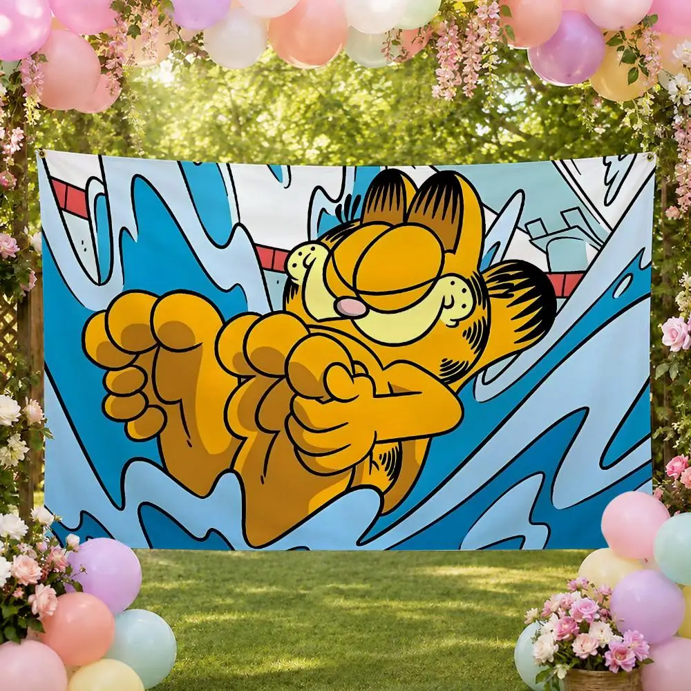 Comic Classic Comic Icon G-Garfield Flags Fan Banner Tapestry Wall Hanging Garage BarDorm Camp Party Outdoor Home Decor Gift