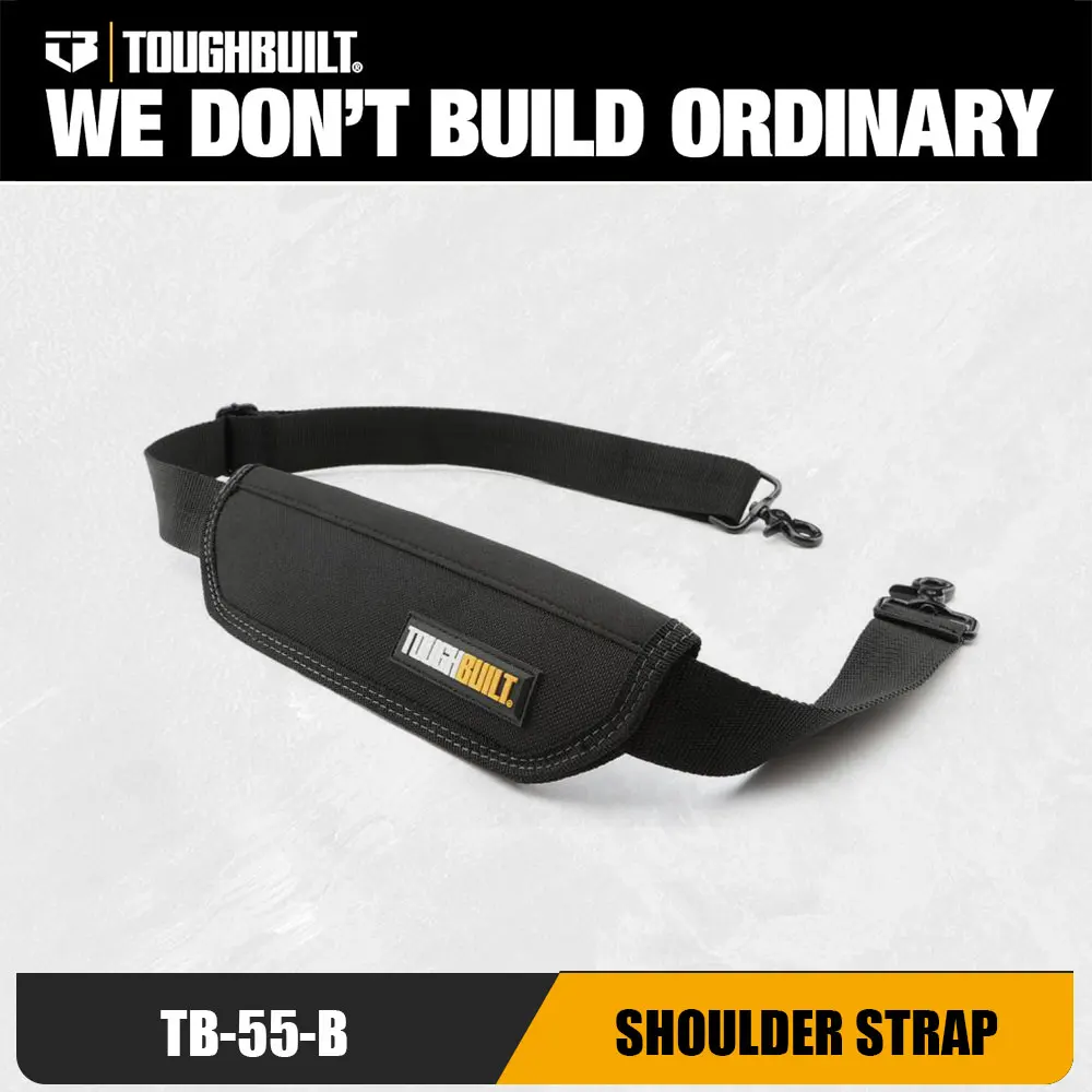 

TOUGHBUILT TB-55-B Padded Shoulder Strap Weight-Distributing Black for ToughBuilt Bags ClipTech Tool Belt Accessories