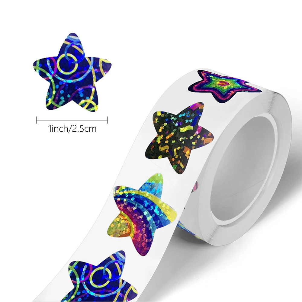 500 pçs/rolo bonito colorido glitter estrela adesivos crianças recompensa adesivo diy bagagem scrapbook telefone dos desenhos animados criativo decalques de vedação