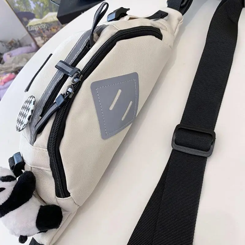 Cute Foldable Canvas Sling Chest Bag Multi Pockets Portable for Daily Use School Shopping Travel Short Trips