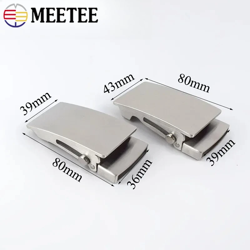 Meetee 36/39mm Stainless Steel Belt Buckle Automatic Clasps for Waistband Head Roller Toothless Men's Belts Buckles Accessories